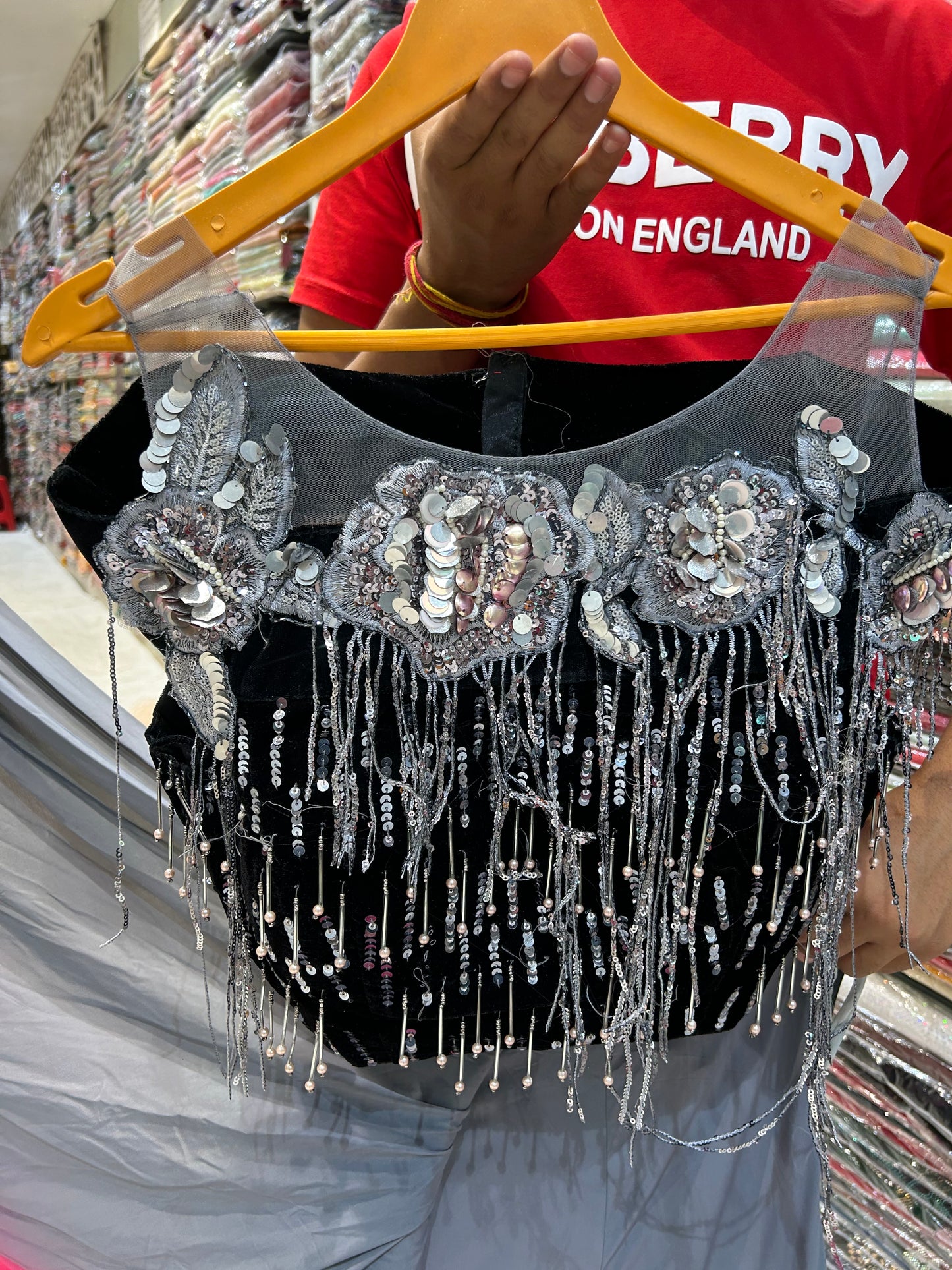 Blogbuster Red and black fancy saree