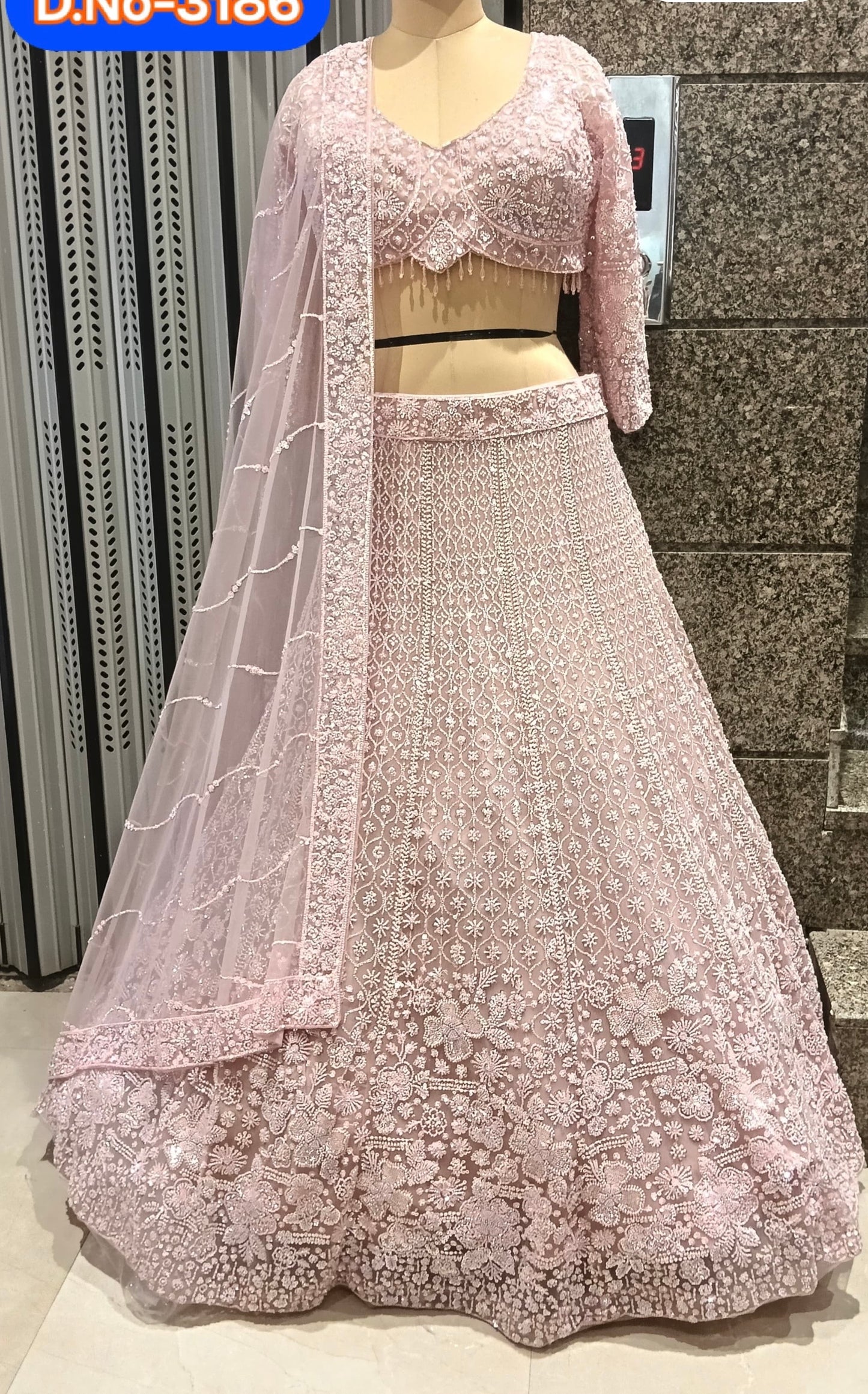 Pink on Pink Monotone Crop Top Lehenga