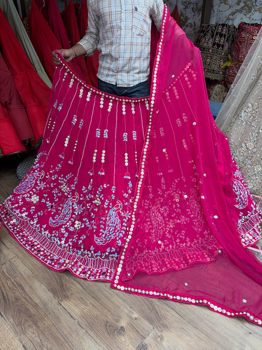 Hot pink Peacock Lehenga
