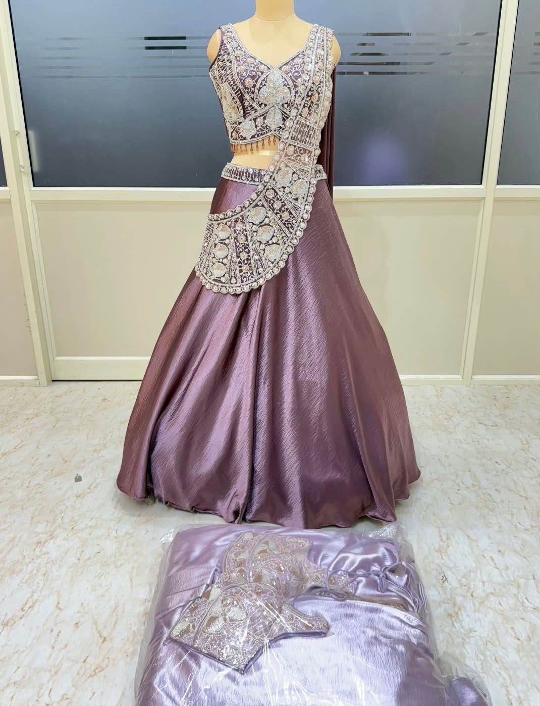 Purple lavender pink crop top lehenga