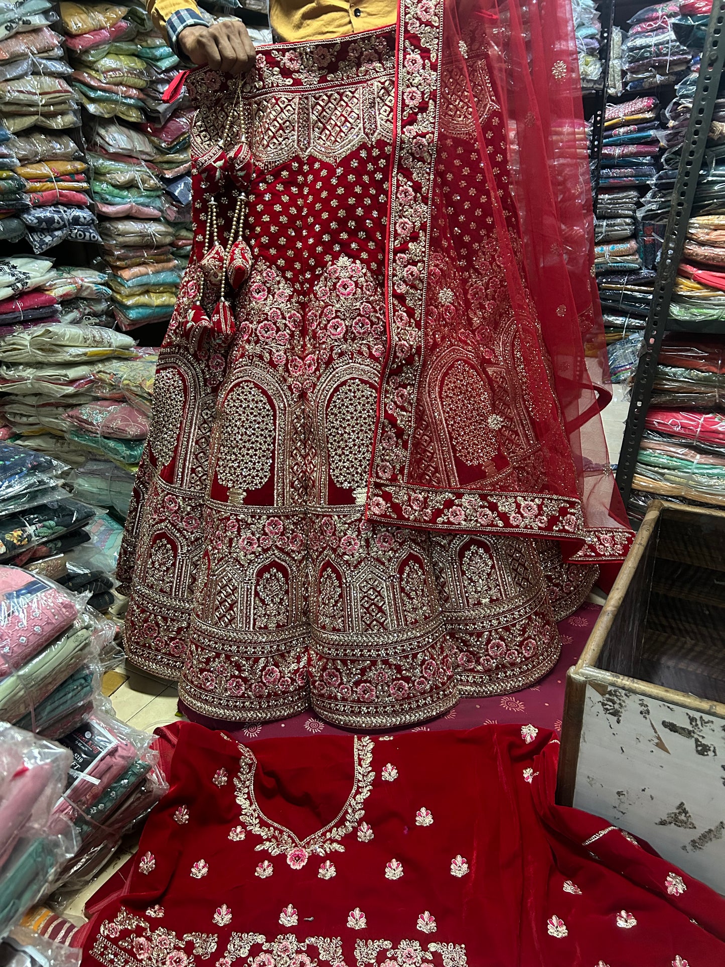 Red Khidki Ball heavy flare Lehenga