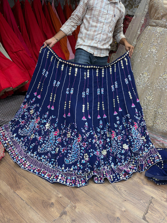 Dark Blue Peacock Lehenga