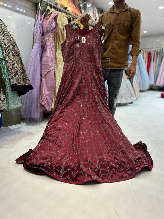 Stunning maroon wine gown