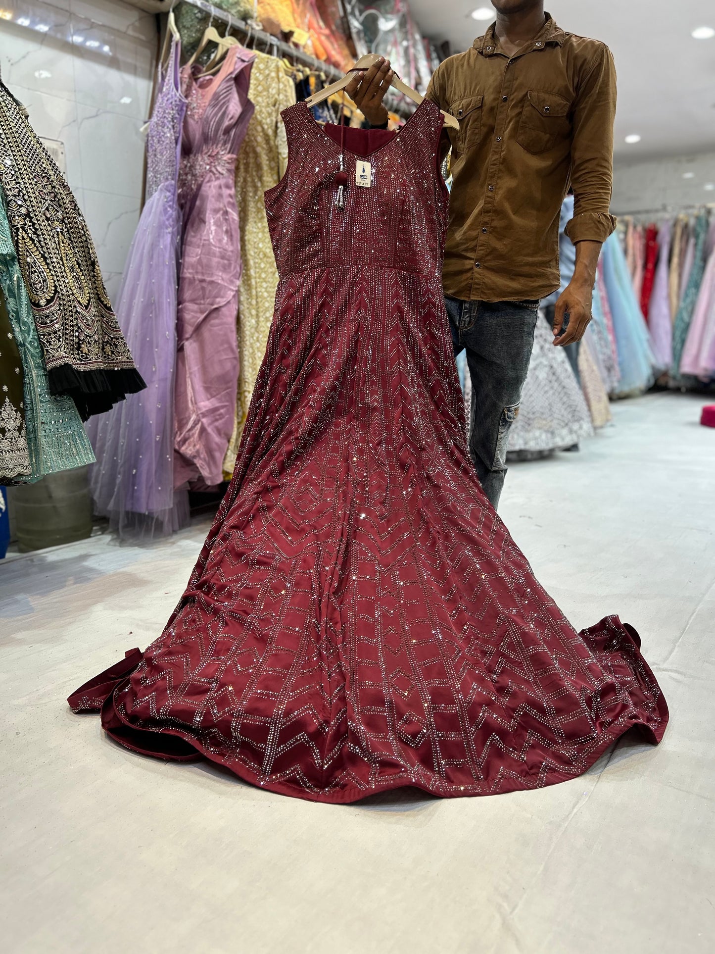 Stunning maroon wine gown