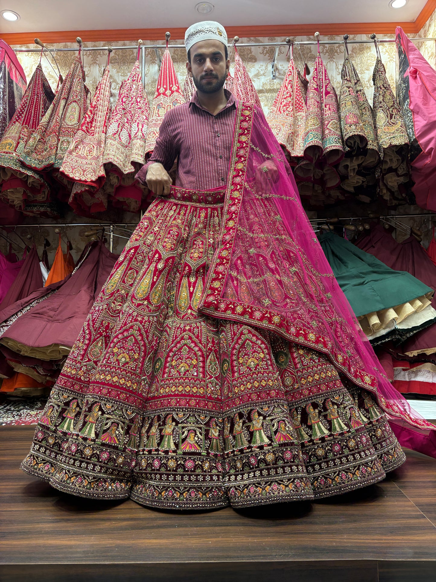 Pretty maroon Doli barat ball bridal Lehenga