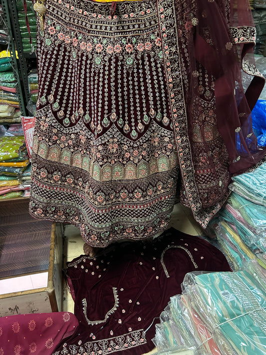 Designer maroon lehenga Chandni Chowk Delhi