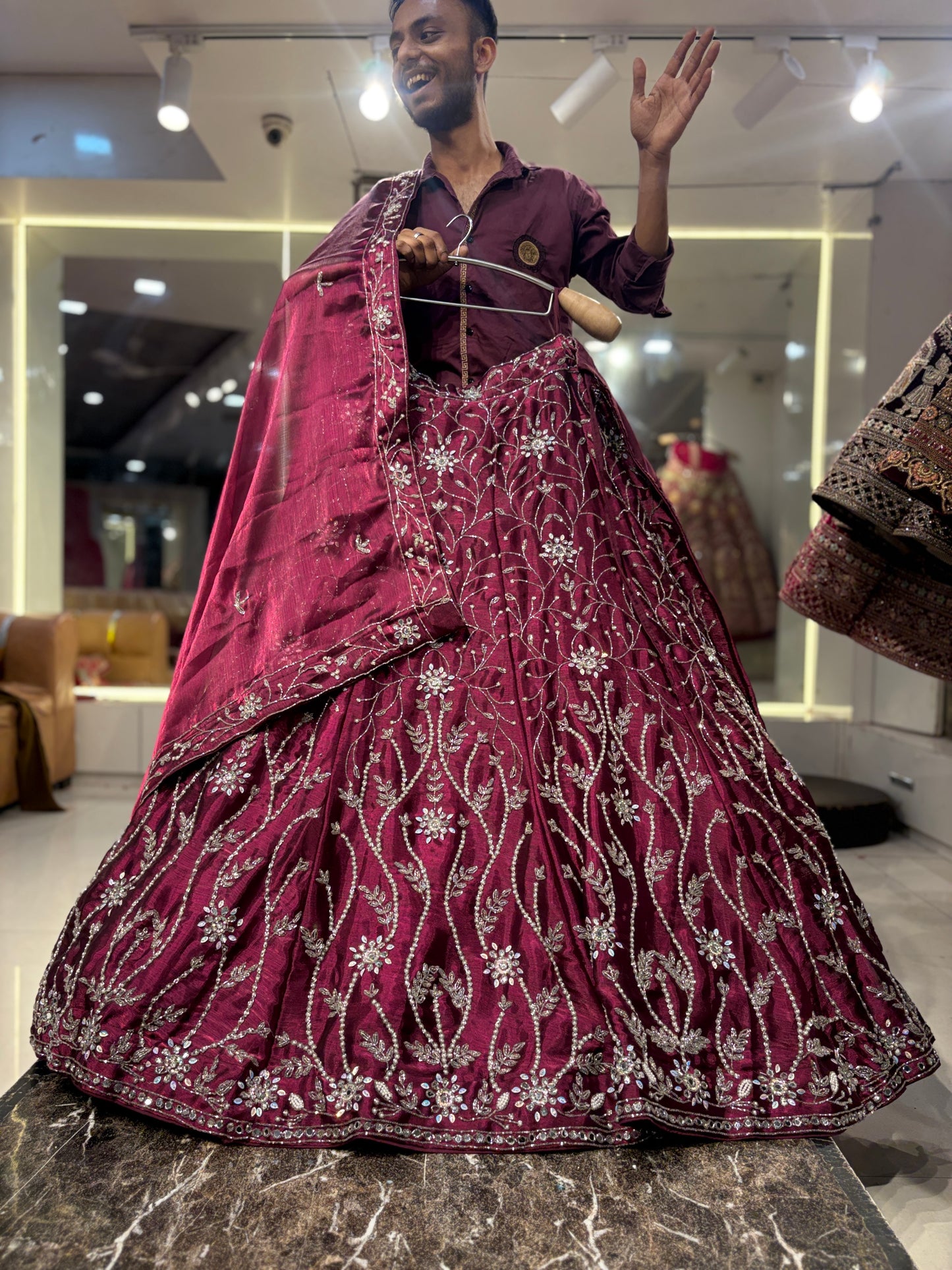 Designer purple violet wine pink Lehenga