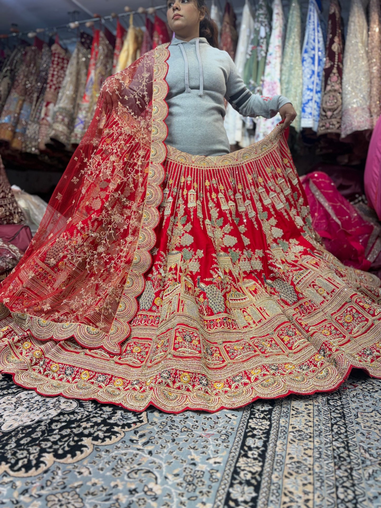 Lovely Rani pink peacock Bridal Lehenga