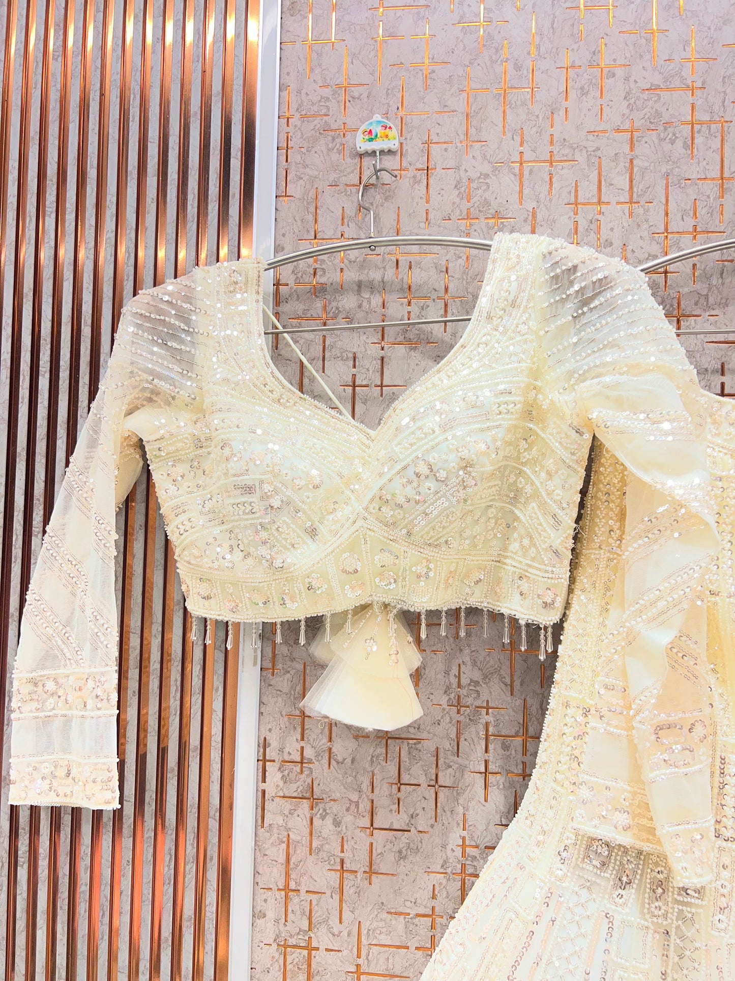 Golden Fish Cut Crop Top Lehenga - Shopping World