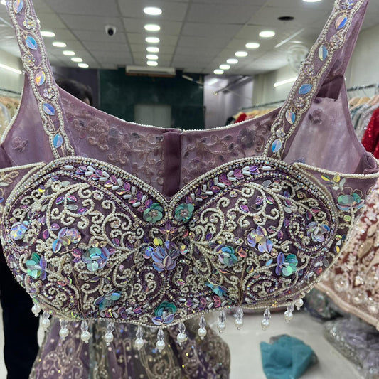 Good looking onion pink Pdp Ready to wear Crop top Lehenga