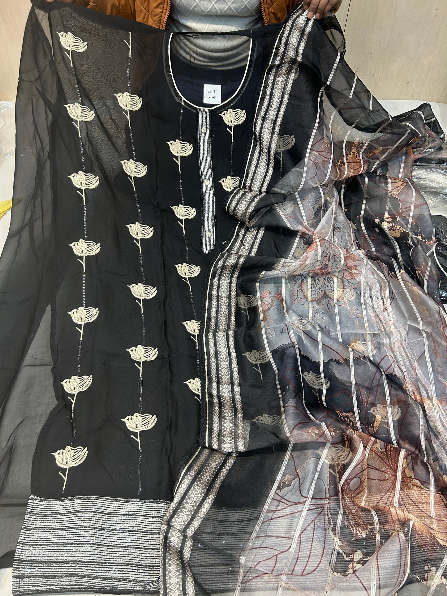 Black Fancy women Unstitched Suit