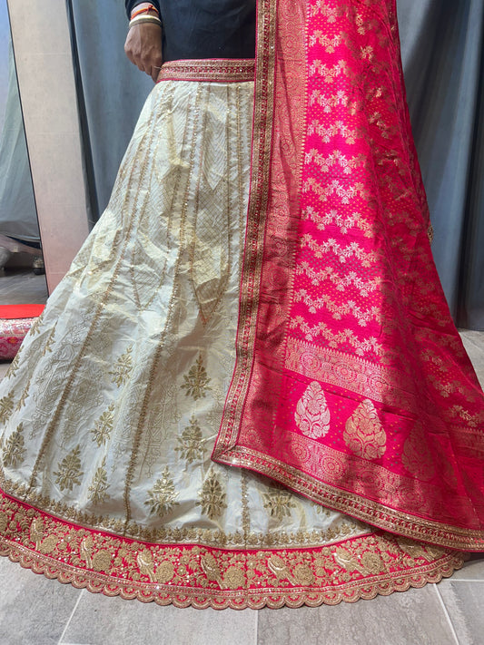 Delightful golden white lehenga