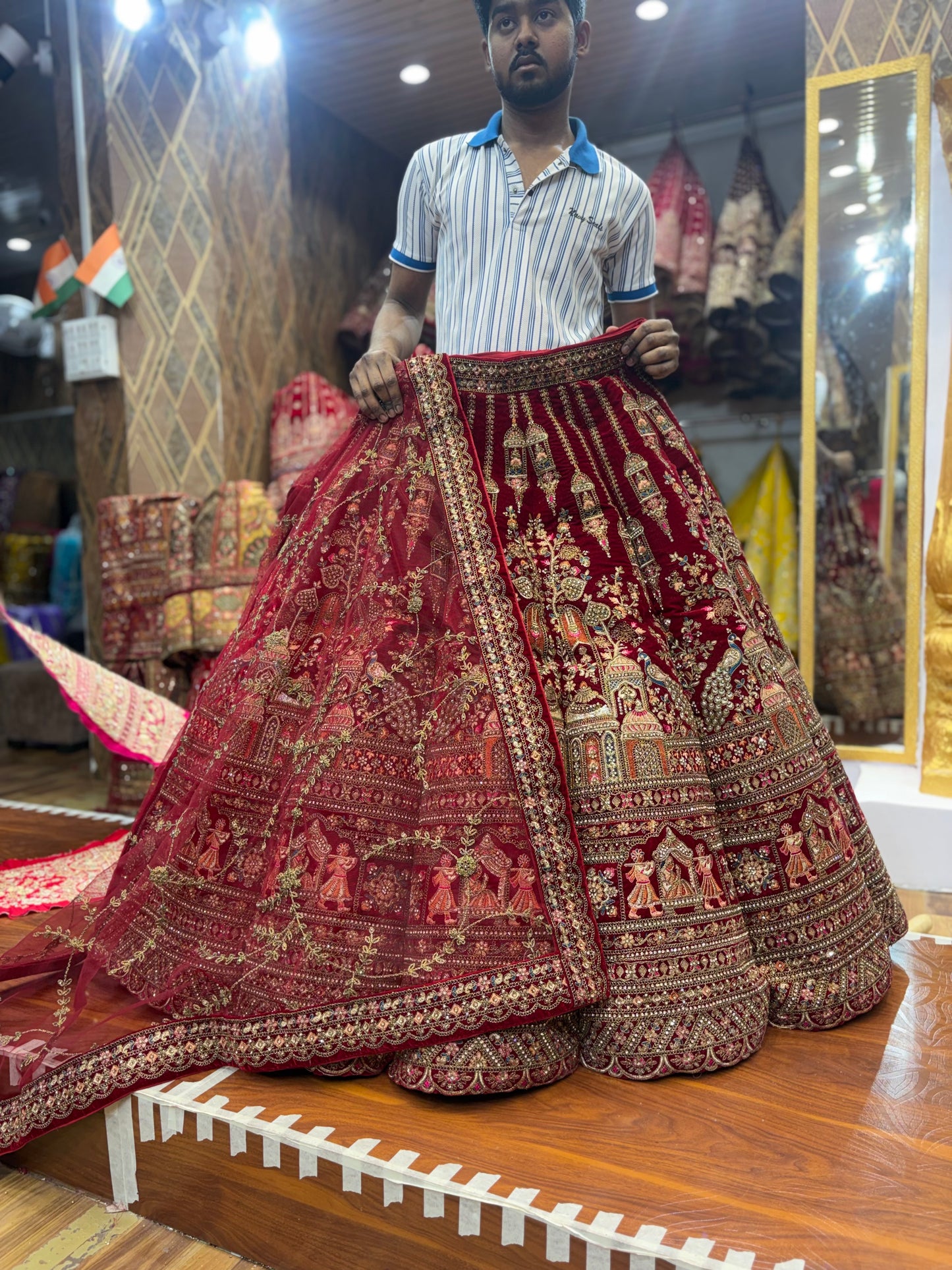Pleasing Maroon Doli Barat Ball Bridal Lehenga