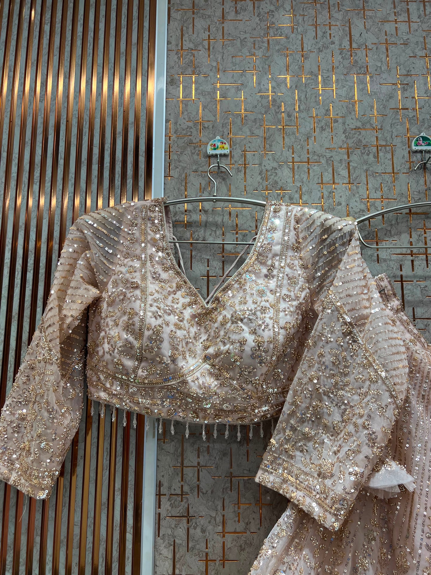 Golden On Golden Monotone Crop Top Lehenga