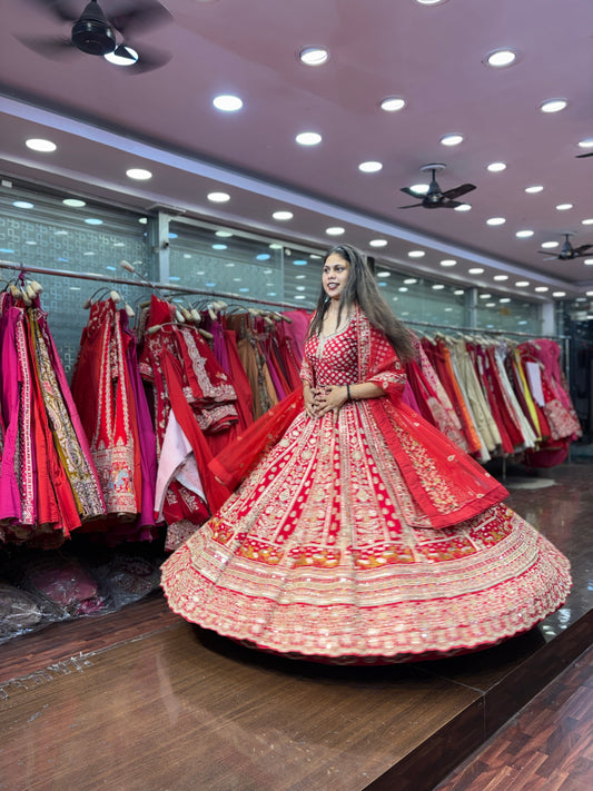 Designer red bridal Lehenga
