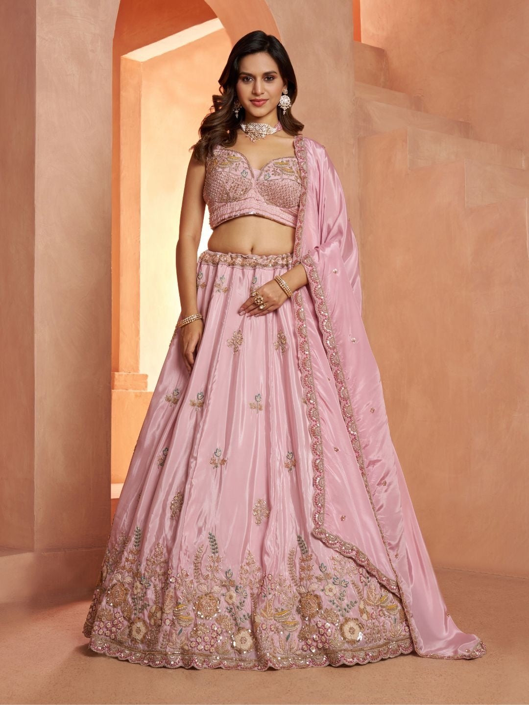 Baby Pink Crop Top Lehenga