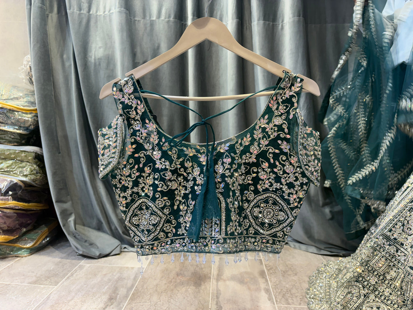 Gorgeus Green Crop Top Lehenga