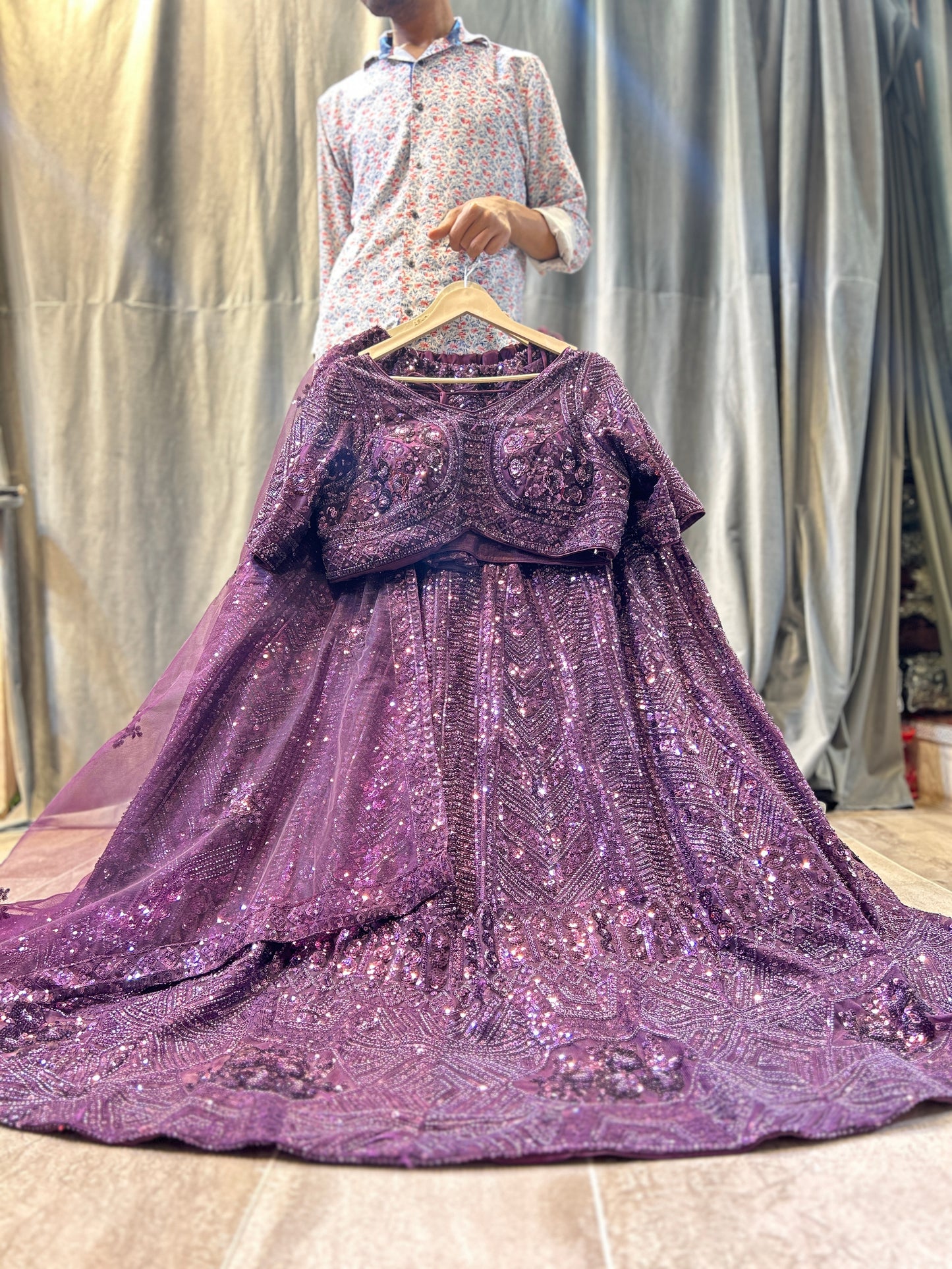Tremendous purple crop top lehenga