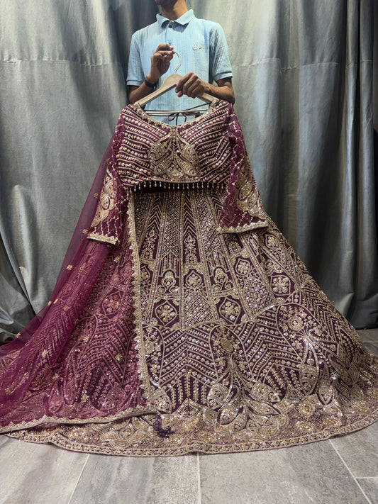 Glamorous Hot pink Crop Top Lehenga