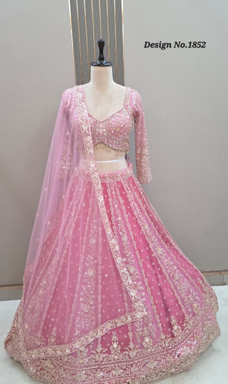 Lavender pink 24 kali Double Shade Crop Top Lehenga