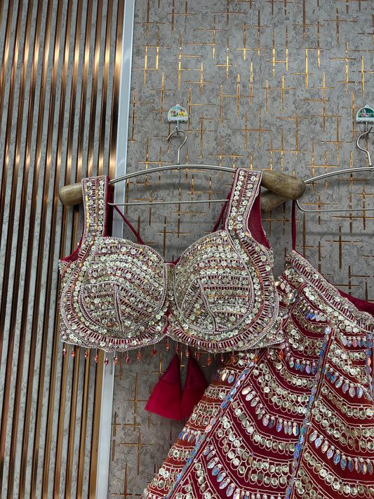 Hot pink Pdp Crop Top Lehenga