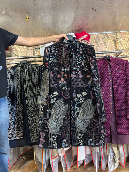 MultiColour Black Jodhpuri indo western blazer kurta Sherwani