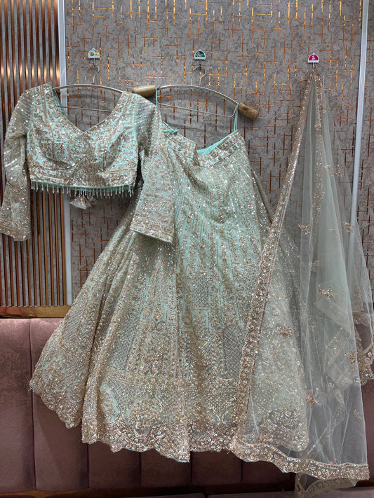 Mustard On Musatrd Monotone Crop Top Lehenga
