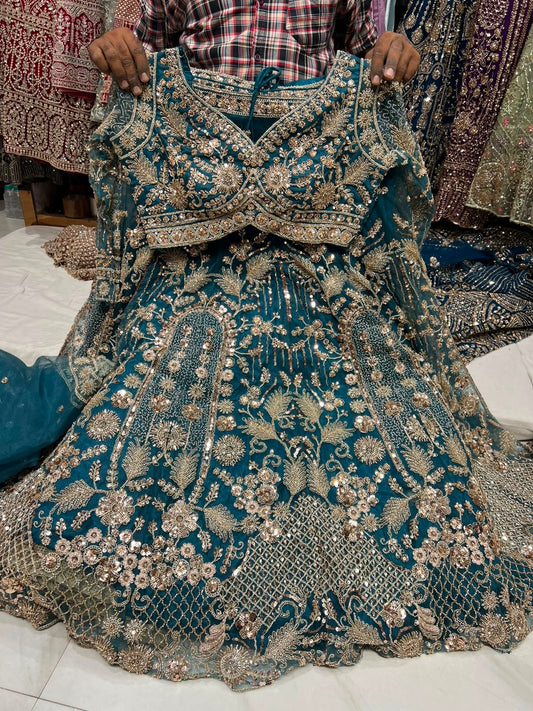 Blue Designer Crop Top Lehenga