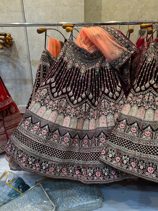 Designer Purple violet Jhumka lehenga