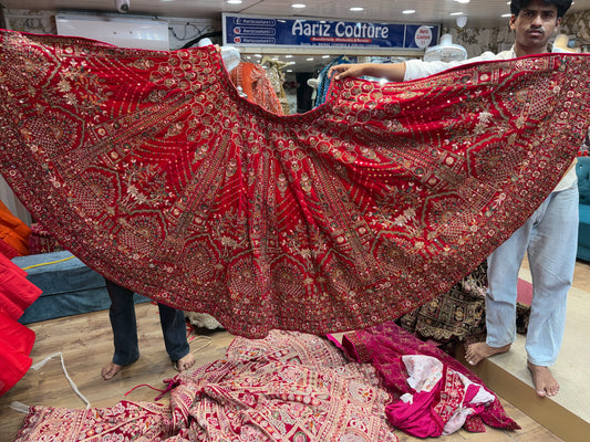Hot pink Peacock Bridal Lehenga