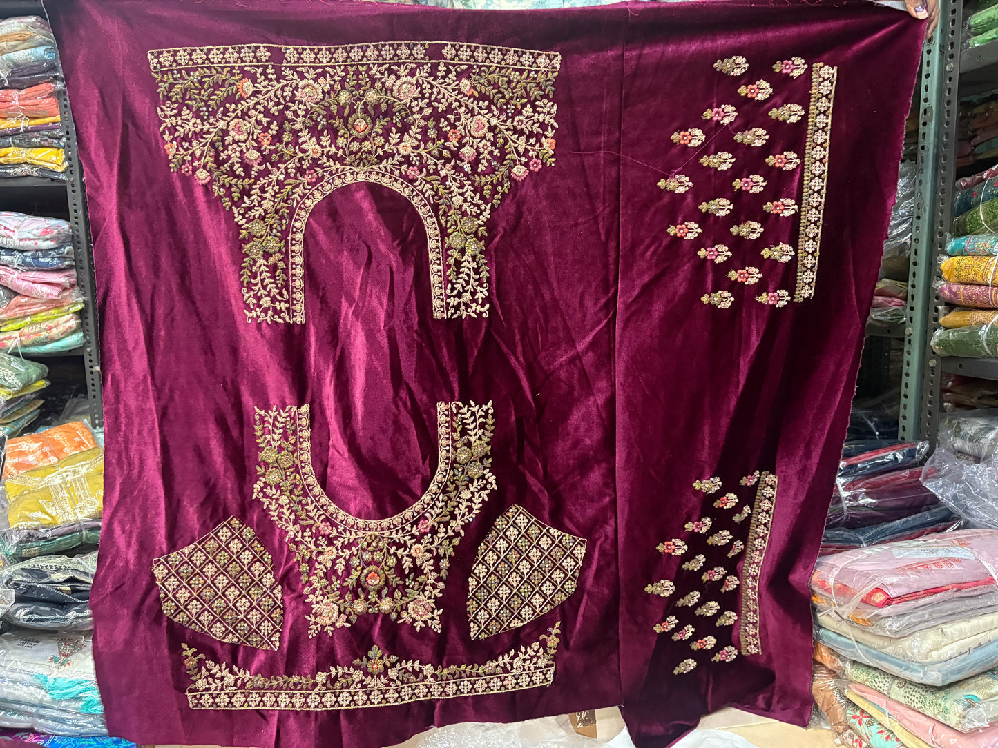 Rani Pink Lehenga peacock velvet fabric - Shopping World