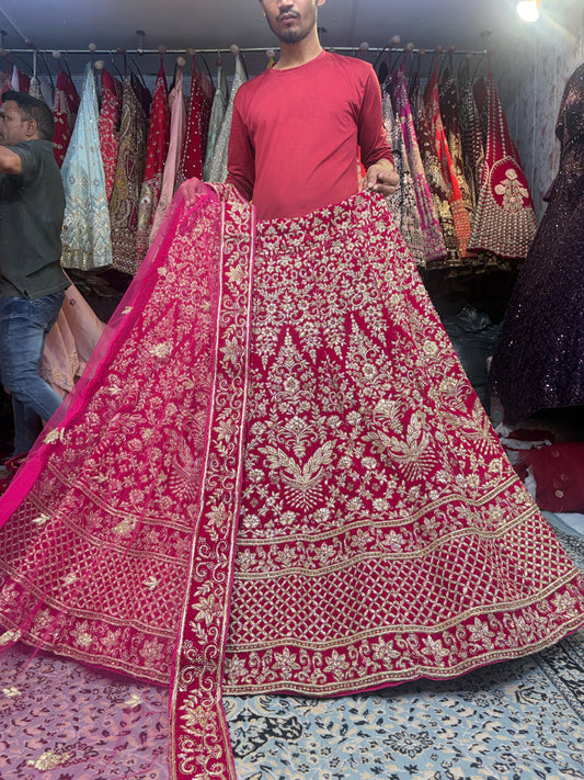 Astonishing red handwork zardozi dabka Lehenga