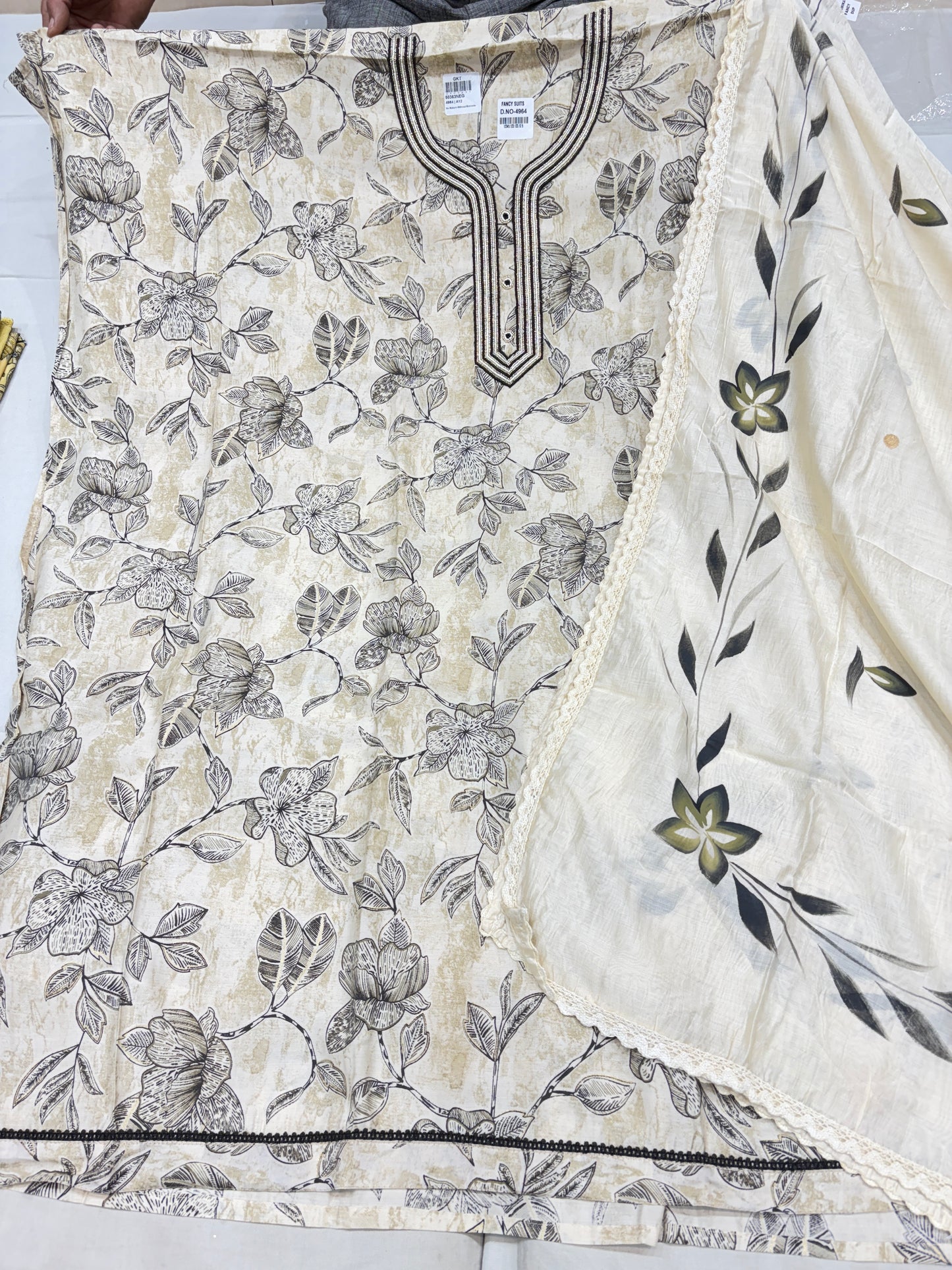 Charming white unstitched suit ( free size )