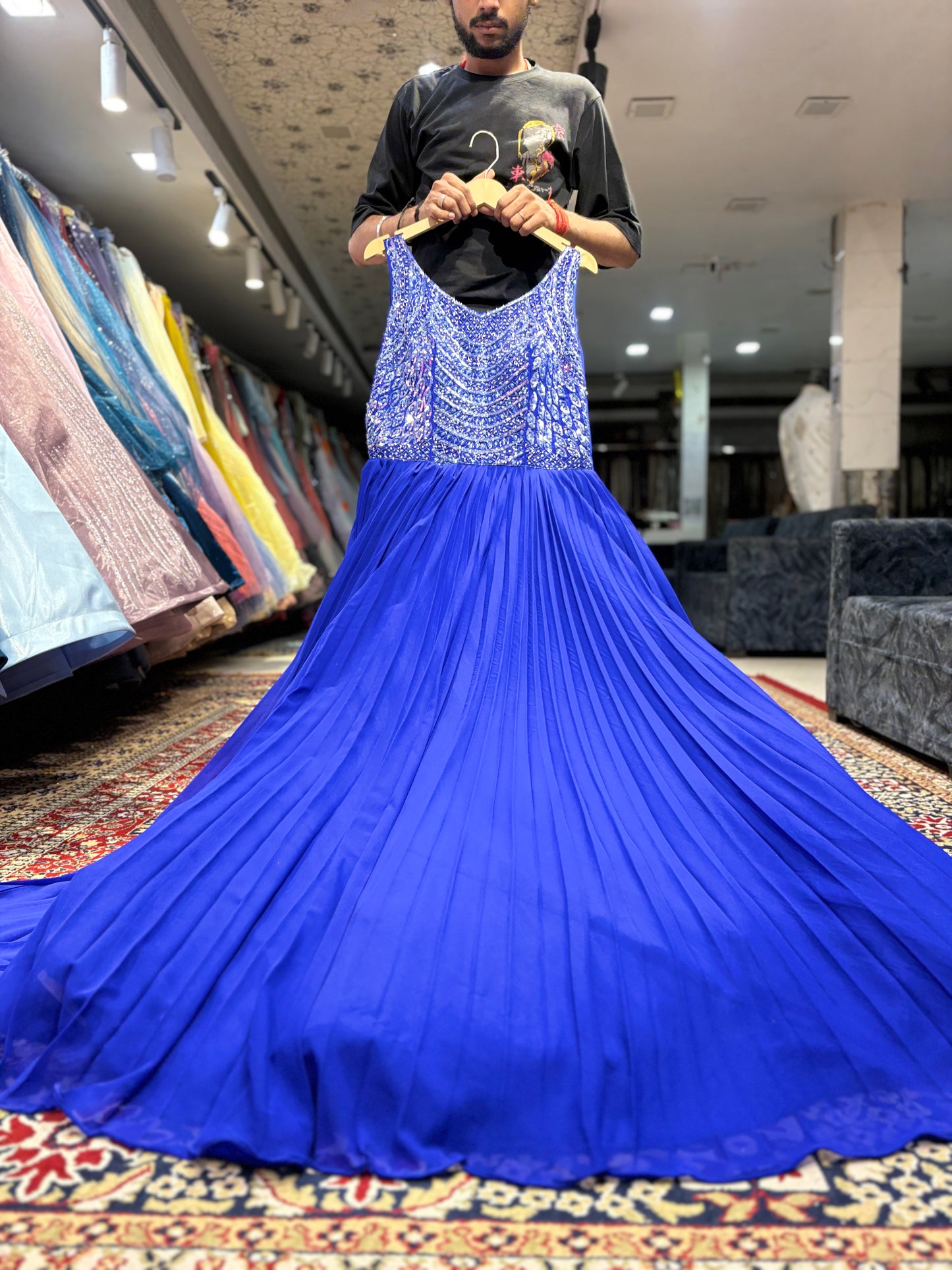 Pretty Royal blue gown sequins