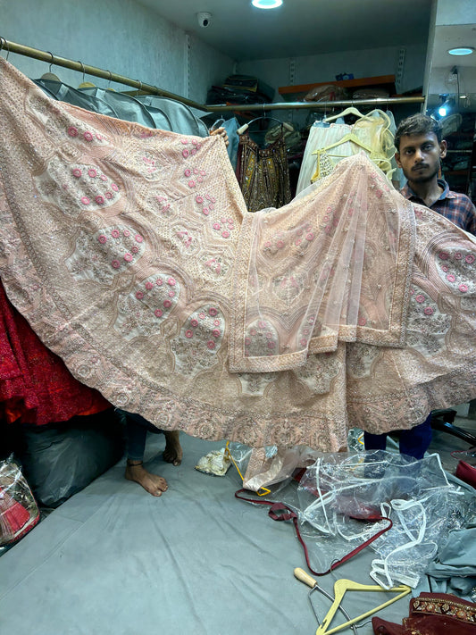 Attractive pastel pink Handwork Lehenga