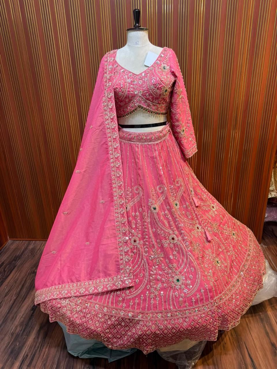 Pink crop top Lehenga