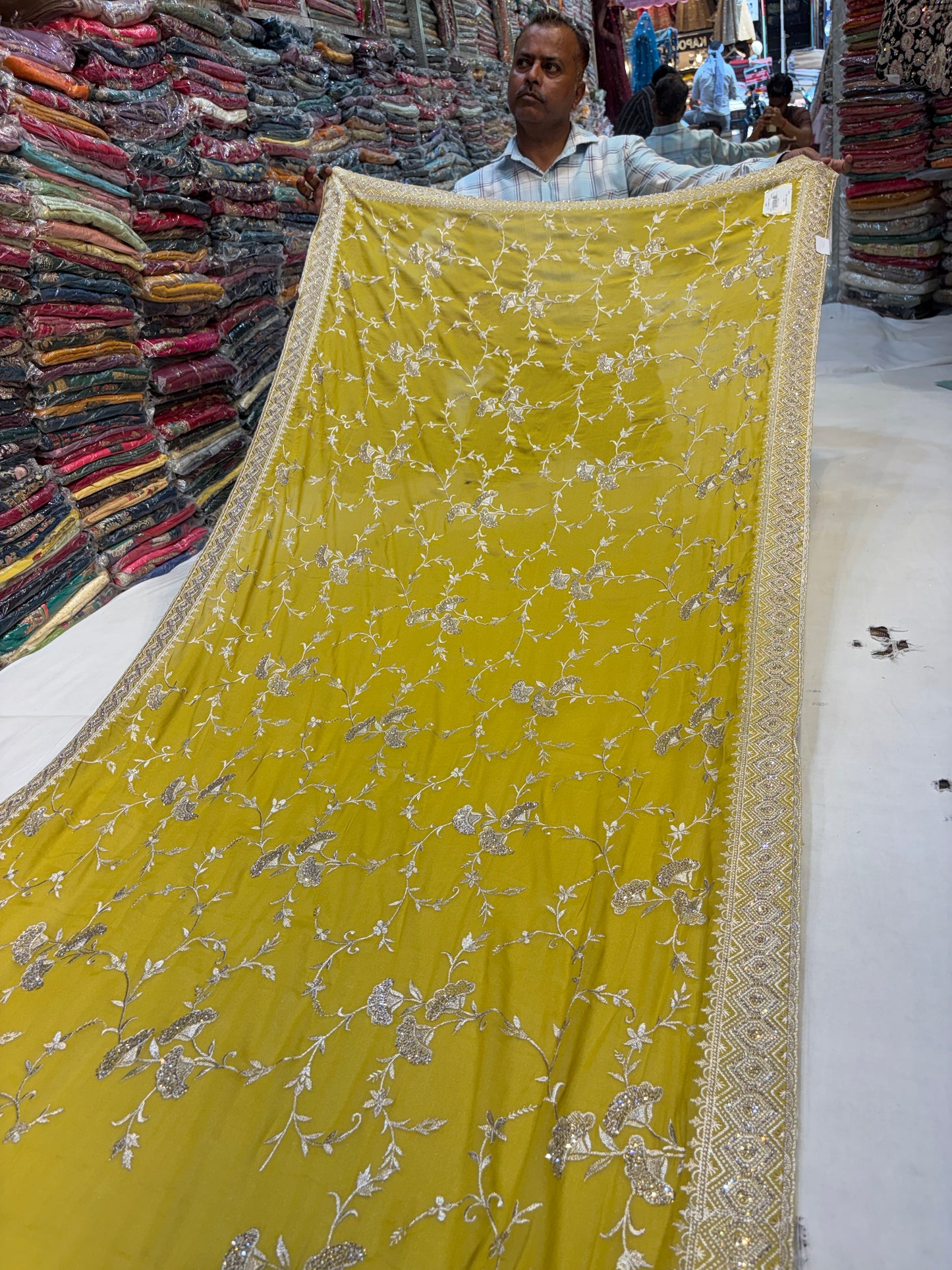 Stunning yellow haldi mehendi saree