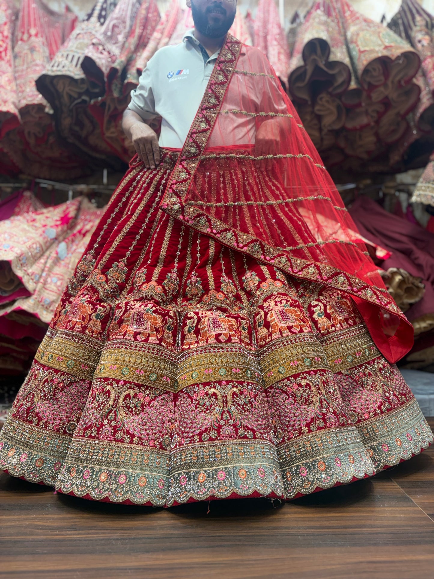 Stunning maroon Doli Barat Ball bridal Lehenga