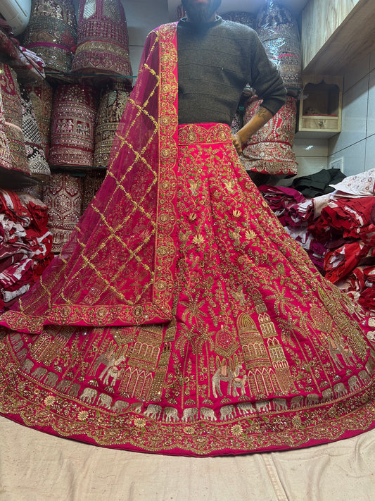 Gorgeous dark pink red bridal lehenga