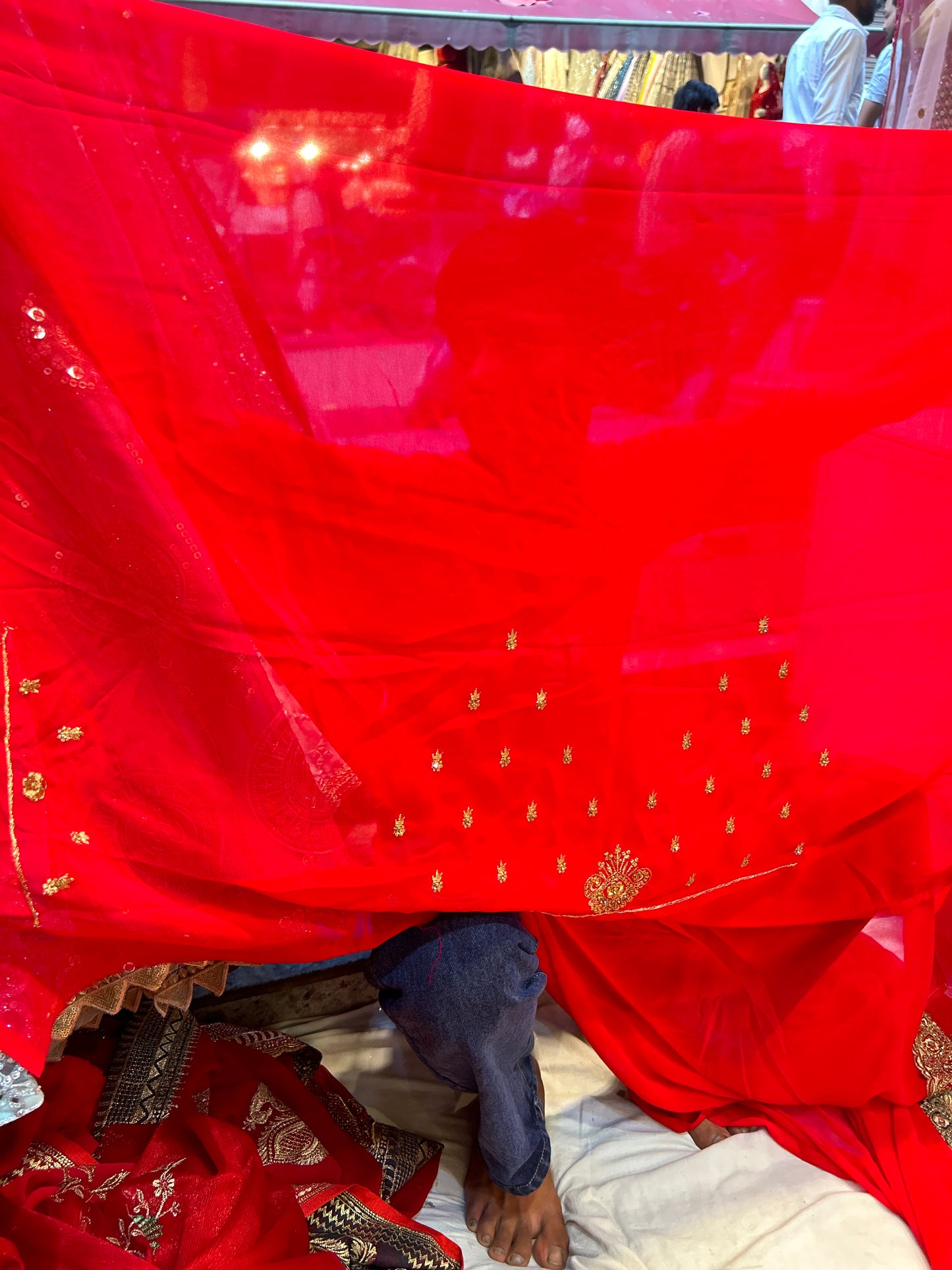 Designer Red heavy border saree