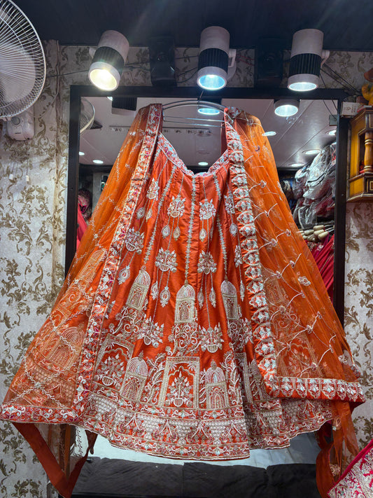 Pretty orange Crop Top Lehenga