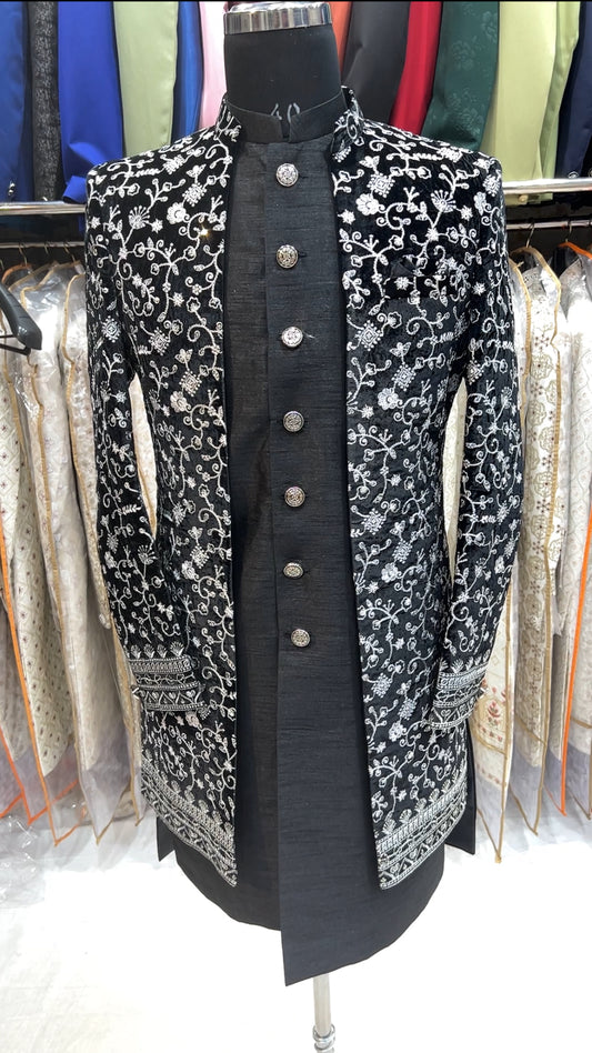 Amazing black indo-western sherwani