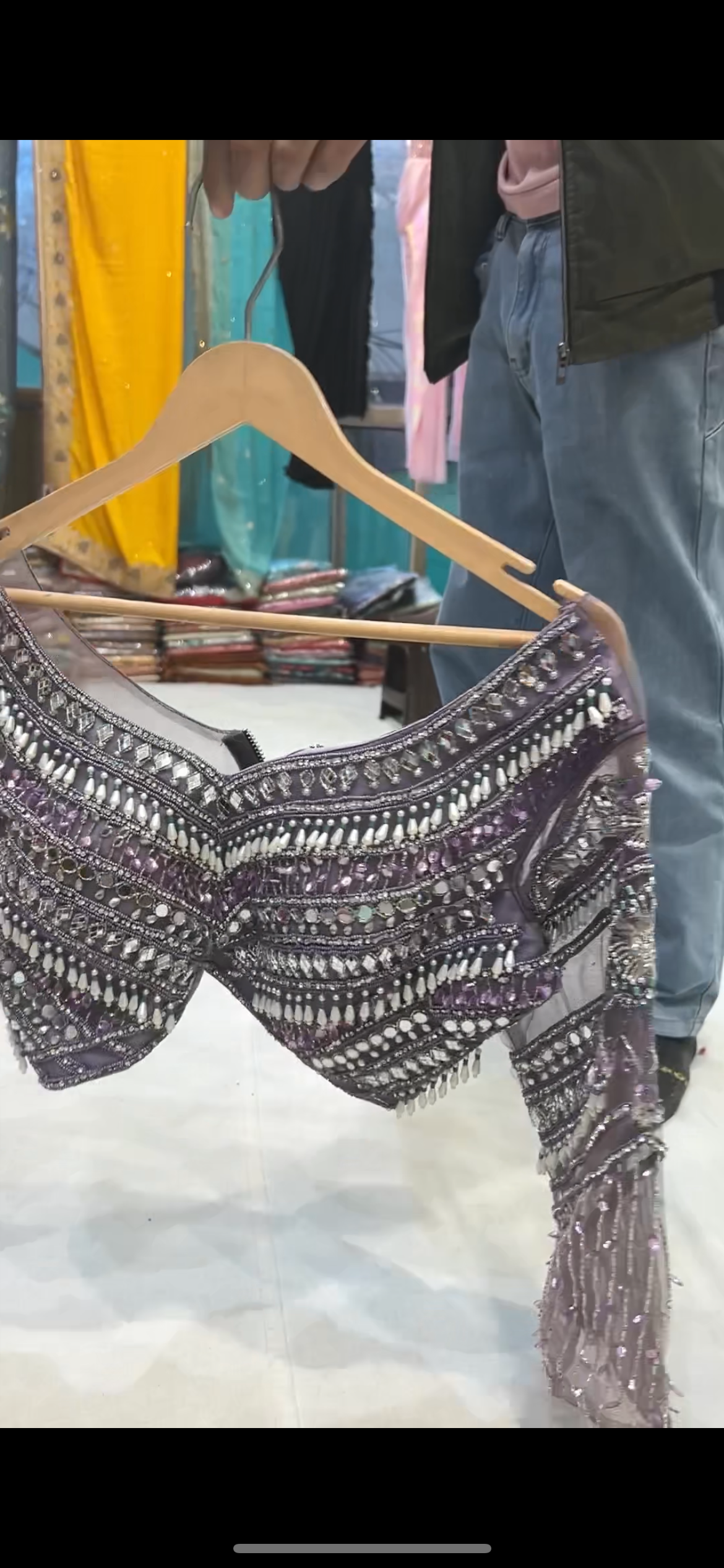 Wonderful hand work purple violet saree