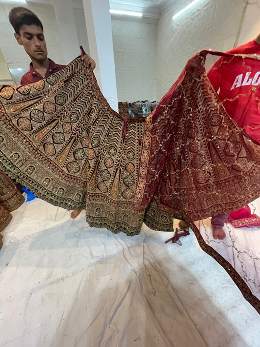 Glamourous maroon bridal Lehenga