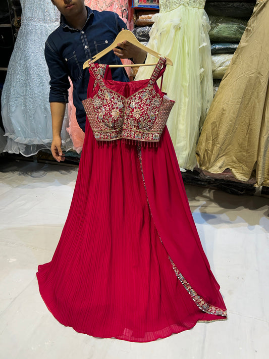 Fairy red Lehenga crop top