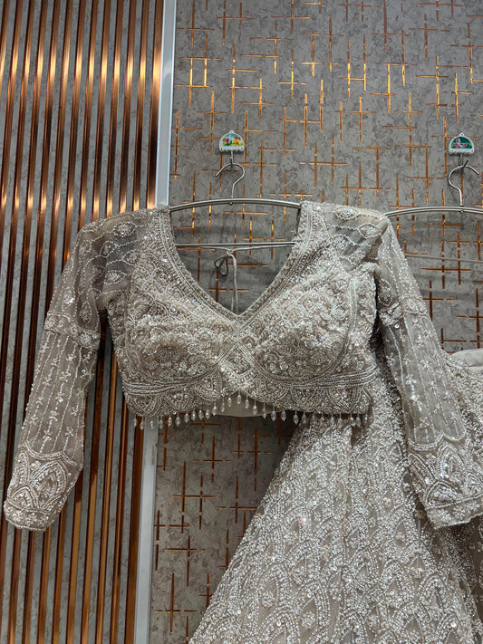 White Crop Top Lehenga