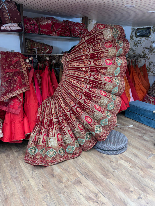 Maroon Gajraj Ball Bridal Lehenga