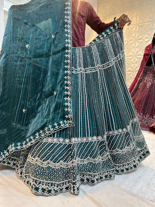 Beautiful sequence Blue Lehenga - Shopping World