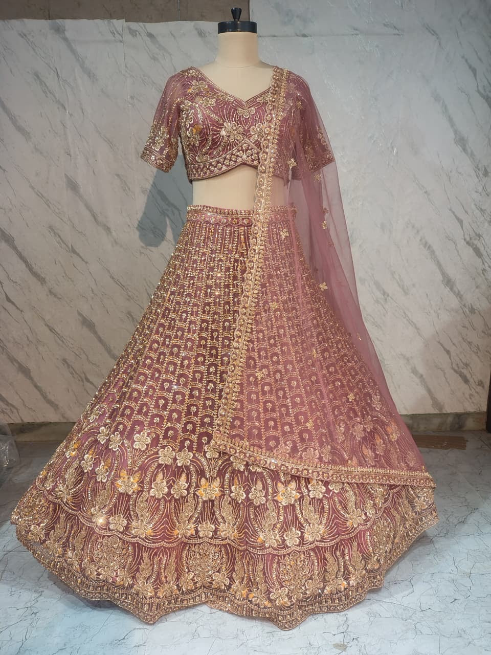 Mustard Crop Top Lehenga