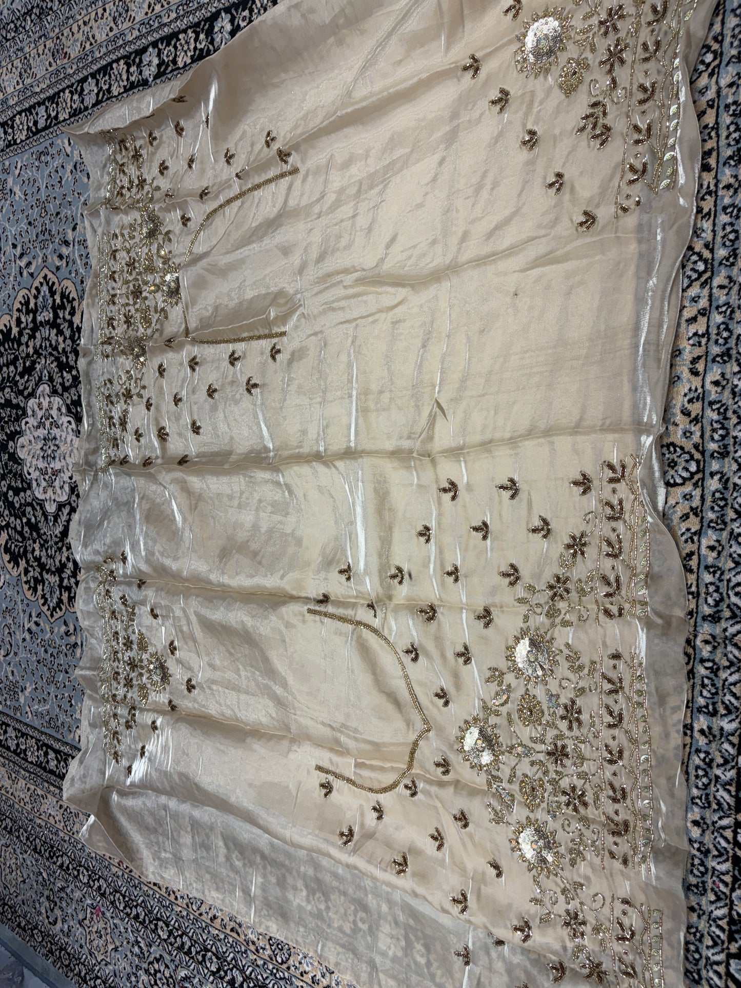 Lovely golden pearl handwork Lehenga